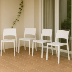Sedie Da Esterno|Sedie > Dmora Set di 4 sedie da esterno moderne - Cereseto Bianco
