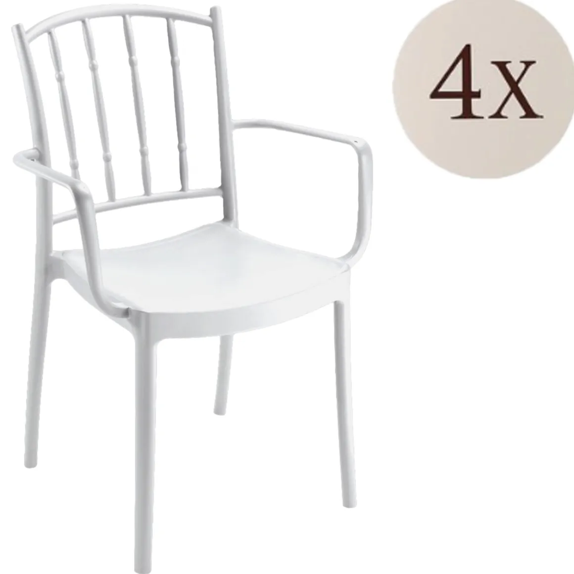 Set di 4 sedie da esterno resistenti bianco - Banyumas
