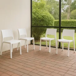 Set di 4 sedie da esterno Zircone, 50x51 h82 cm, Bianco