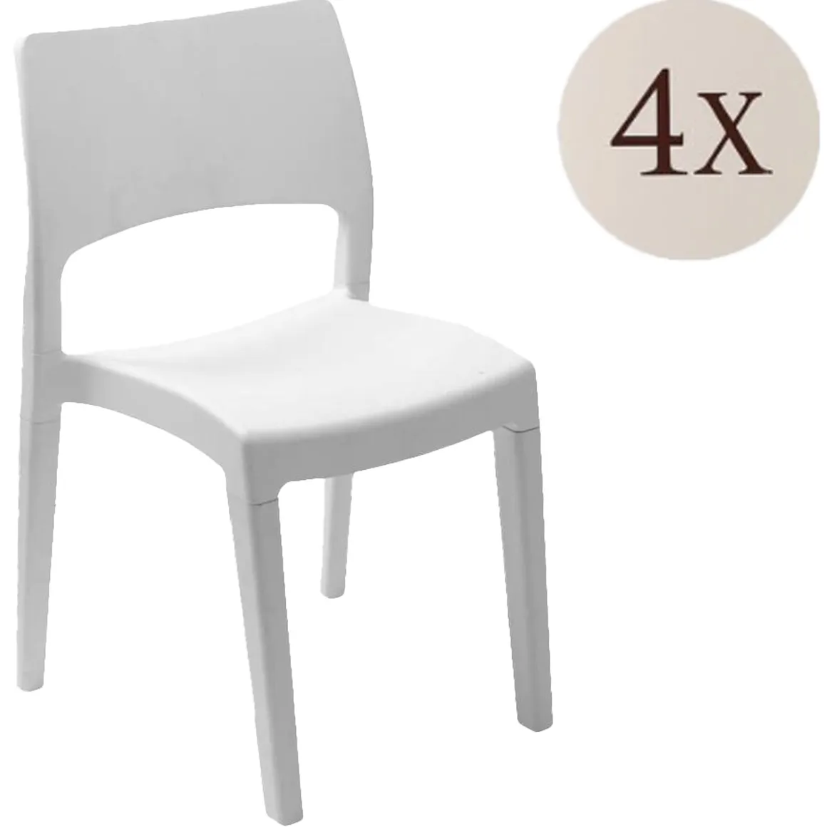 Set di 4 sedie da esterno Zircone, 50x51 h82 cm, Bianco