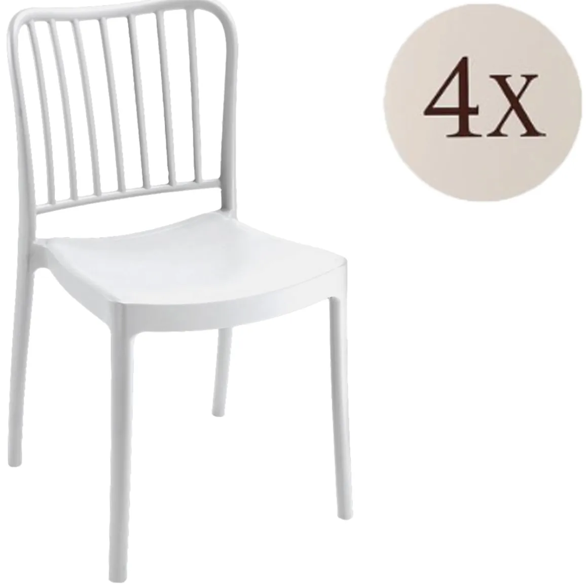 Set di 4 sedie da giardino anti sole bianco - Kediri