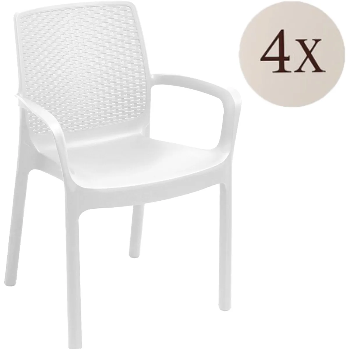 Sedie Da Esterno|Sedie > Dmora Set di 4 sedie da giardino eleganti impilabili - Anacleto Bianco