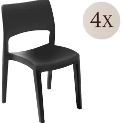 Set di 4 sedie da giardino impilabili antracite - Zircone
