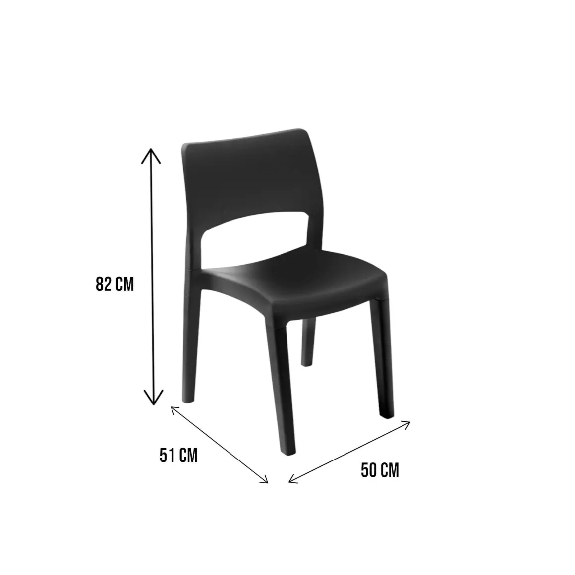 Set di 4 sedie da giardino impilabili antracite - Zircone