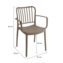 Set di 4 sedie da giardino impilabili tortora - Jember