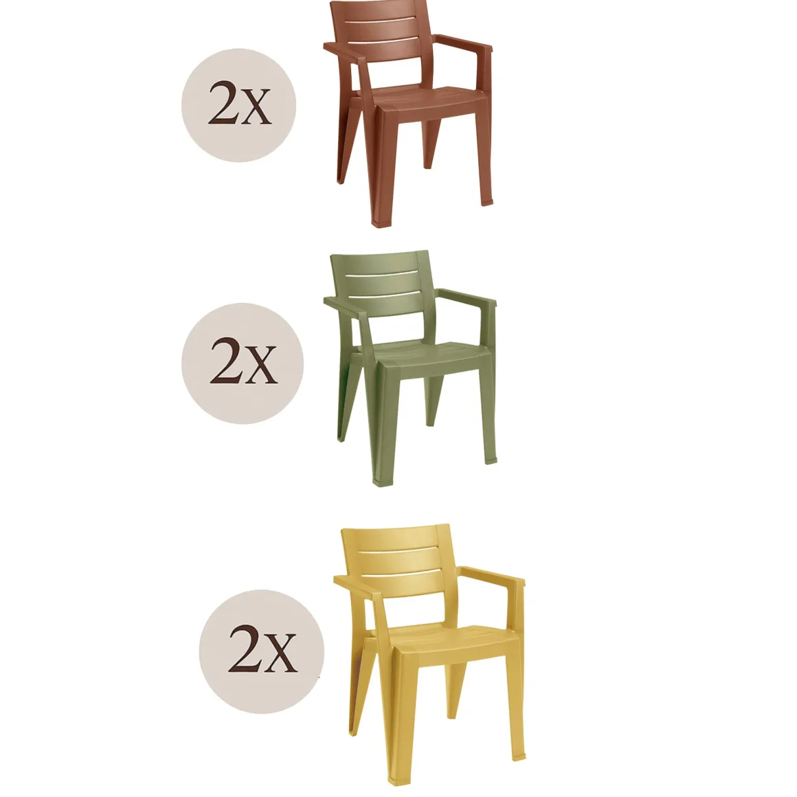 Set di 6 sedie da giardino impilabili multicolore - Courtenay