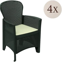 Sedie Da Esterno|Sedie > Dmora Set di 4 sedie da giardino in plastica antracite - Amilton Grigio Antracite