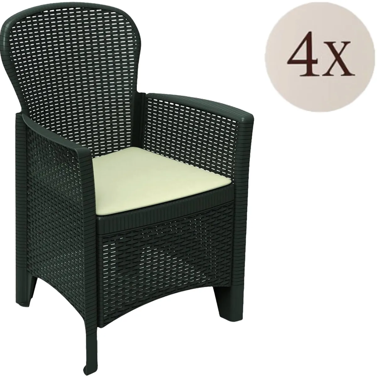 Sedie Da Esterno|Sedie > Dmora Set di 4 sedie da giardino in plastica antracite - Amilton Grigio Antracite
