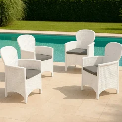 Set di 4 sedie da giardino in plastica bianco - Amilton