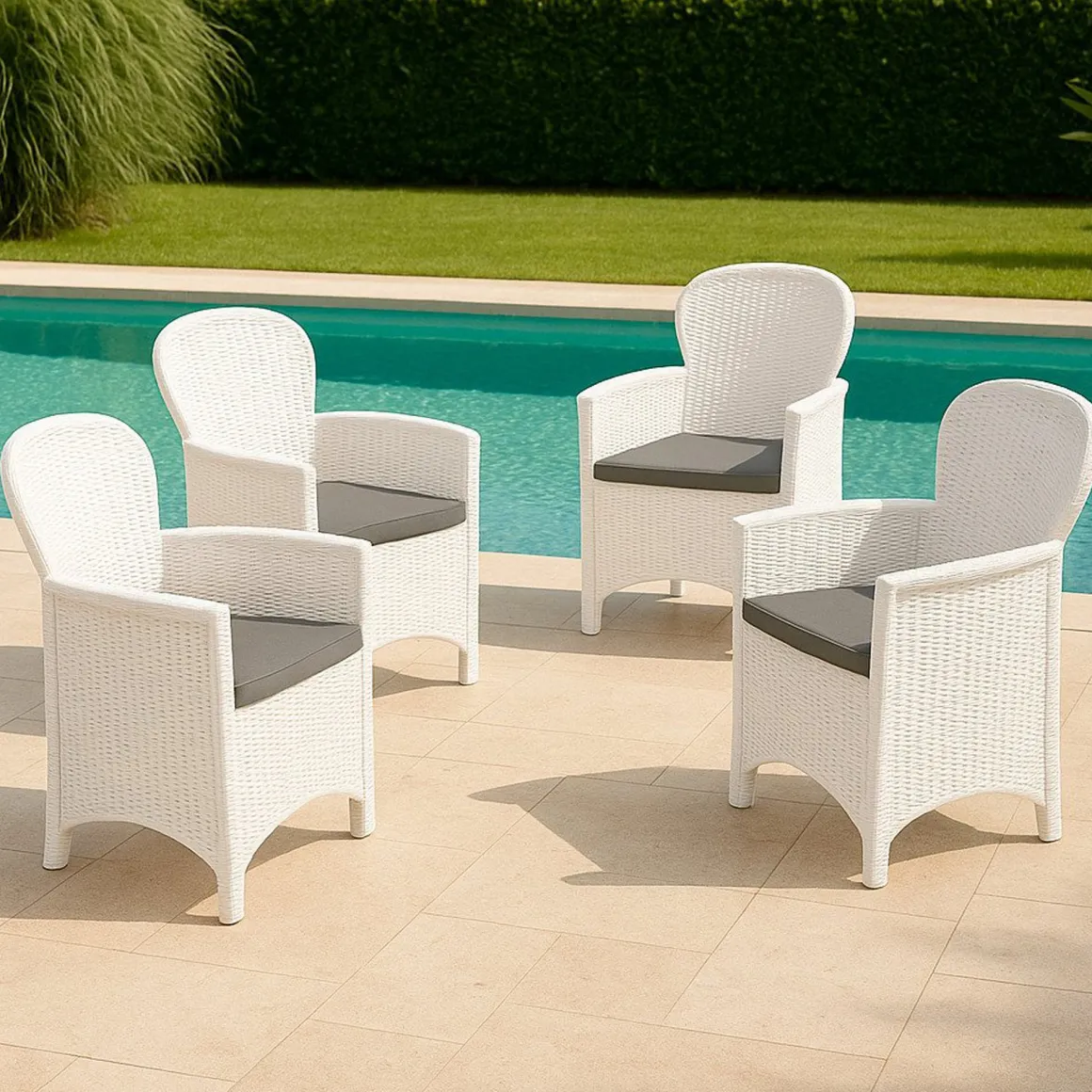Set di 4 sedie da giardino in plastica bianco - Amilton