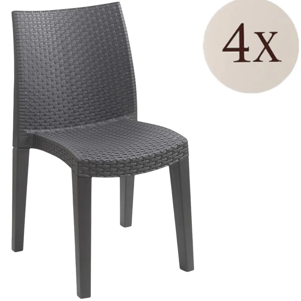 Sedie Da Esterno|Sedie > Dmora Set di 4 sedie da giardino moderne impilabili antracite - Ares Grigio Antracite