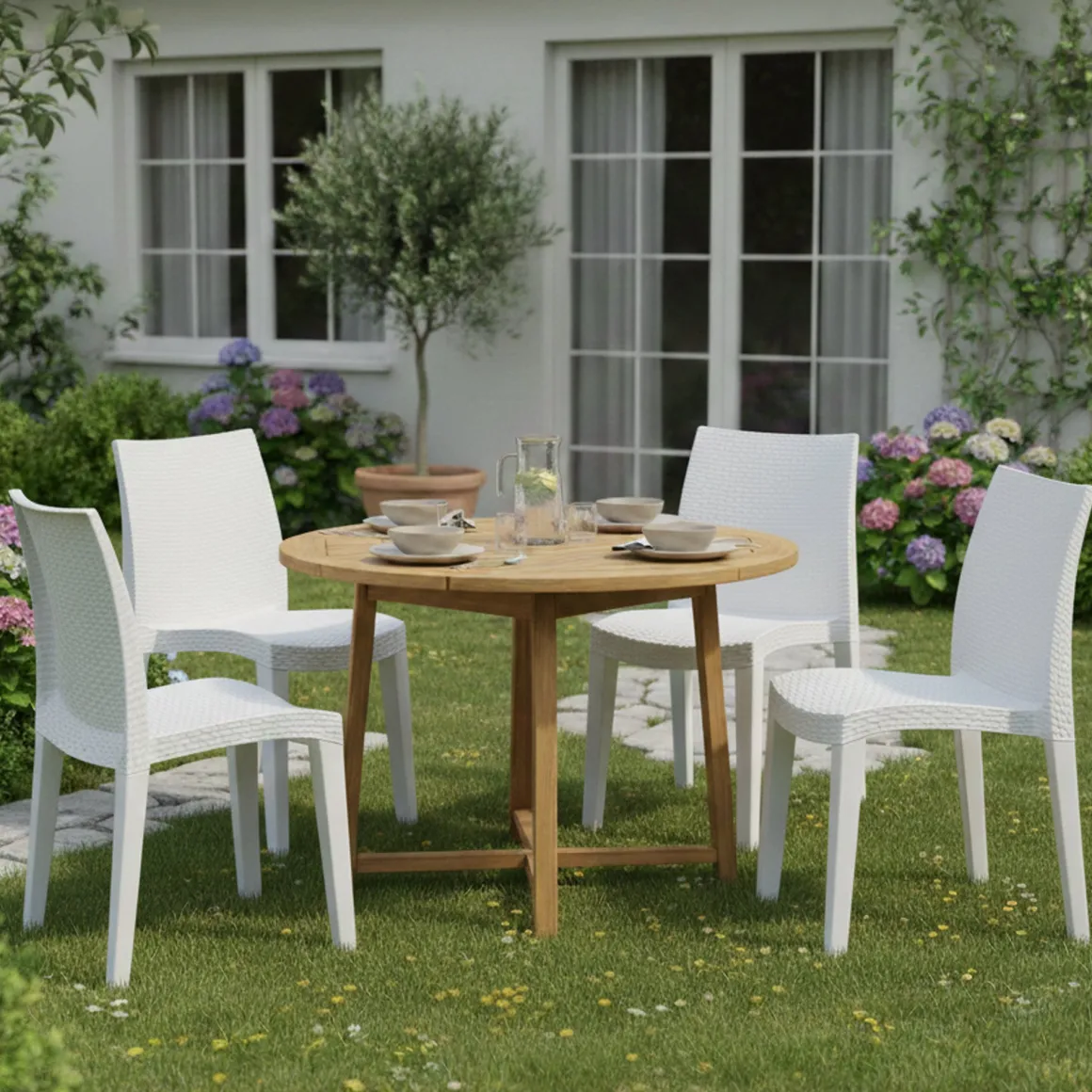 Set di 4 sedie da giardino moderne impilabili bianco - Ares