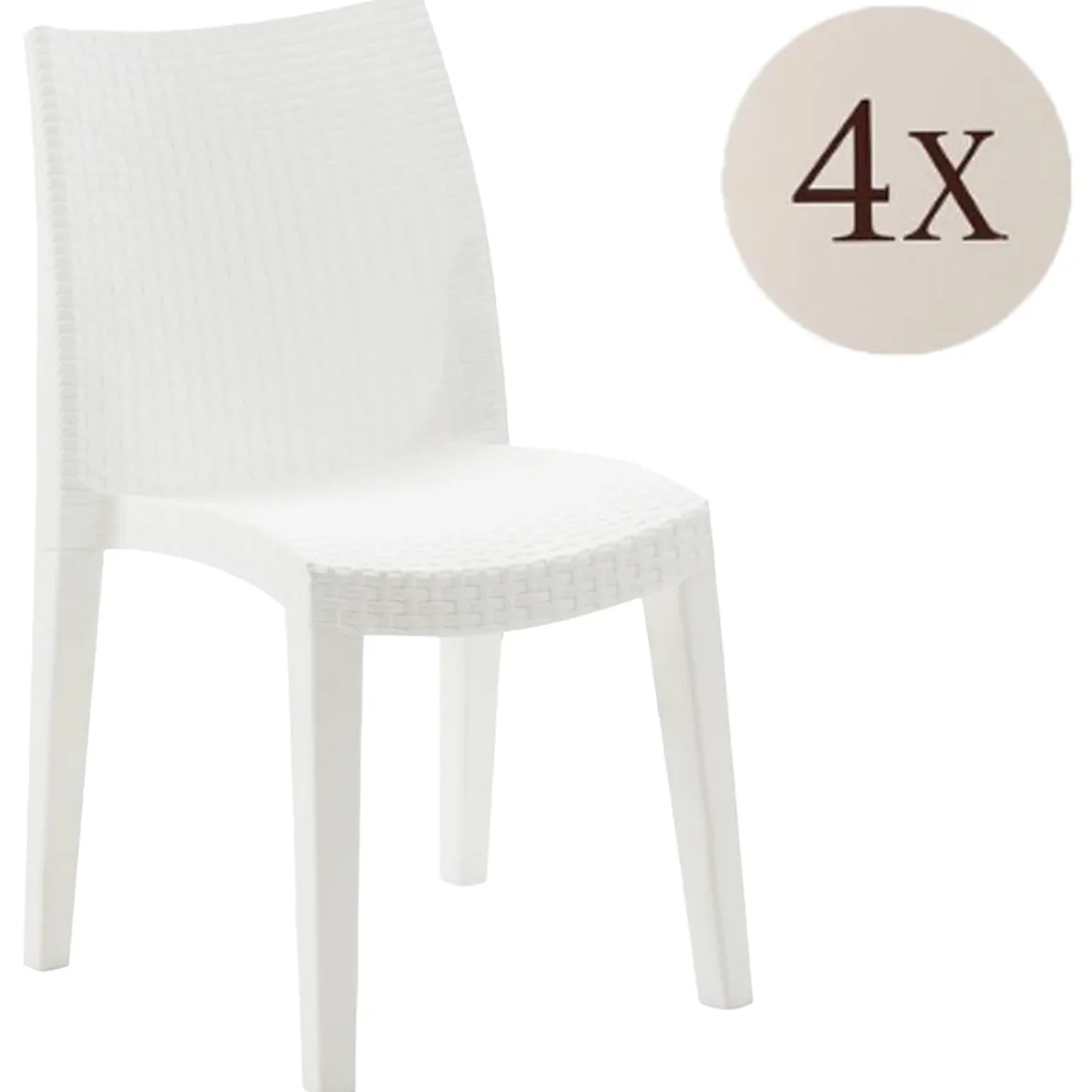 Set di 4 sedie da giardino moderne impilabili bianco - Ares