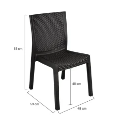 Sedie Da Esterno|Sedie > Dmora Set di 4 sedie da terrazza impilabili antracite - Bogor Grigio Antracite