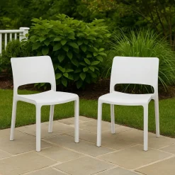 Sedie Da Esterno|Sedie > Dmora Set di 2 sedie da terrazzo impilabili - Cereseto Bianco