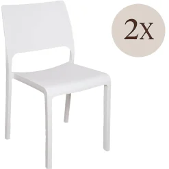 Sedie Da Esterno|Sedie > Dmora Set di 2 sedie da terrazzo impilabili - Cereseto Bianco