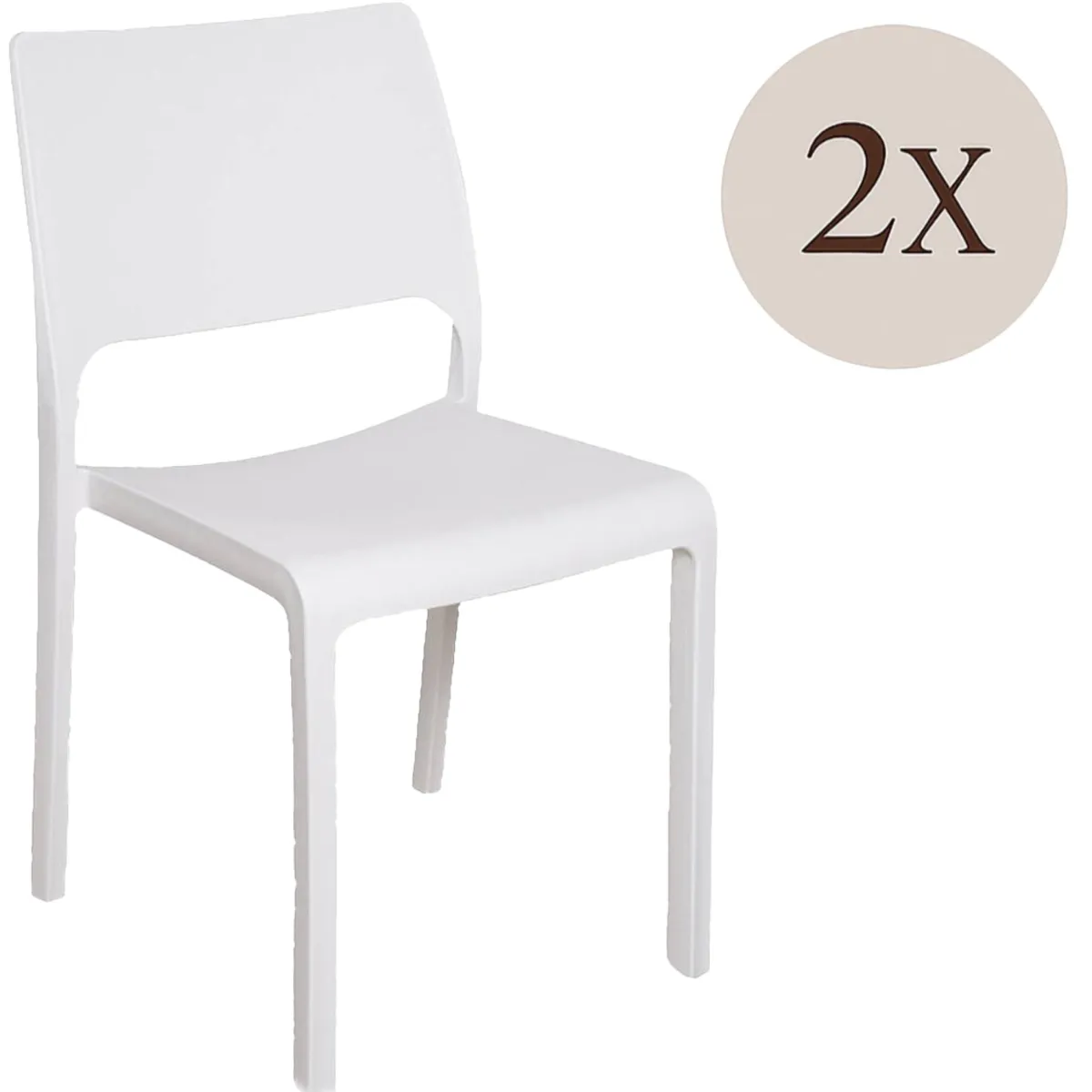 Sedie Da Esterno|Sedie > Dmora Set di 2 sedie da terrazzo impilabili - Cereseto Bianco