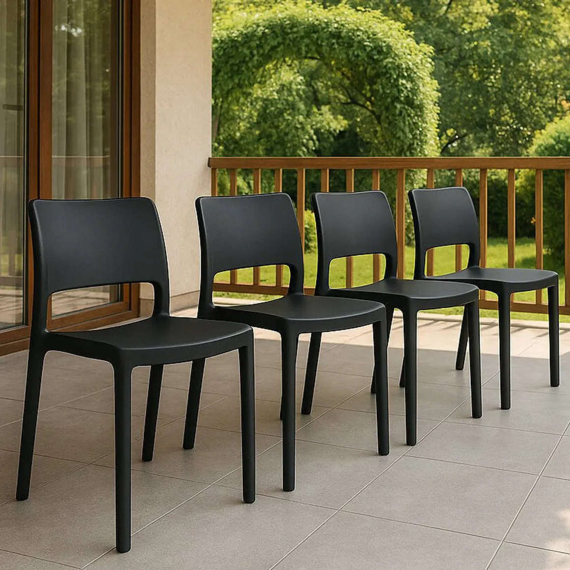Set di 4 sedie da terrazzo impilabili antracite - Cereseto