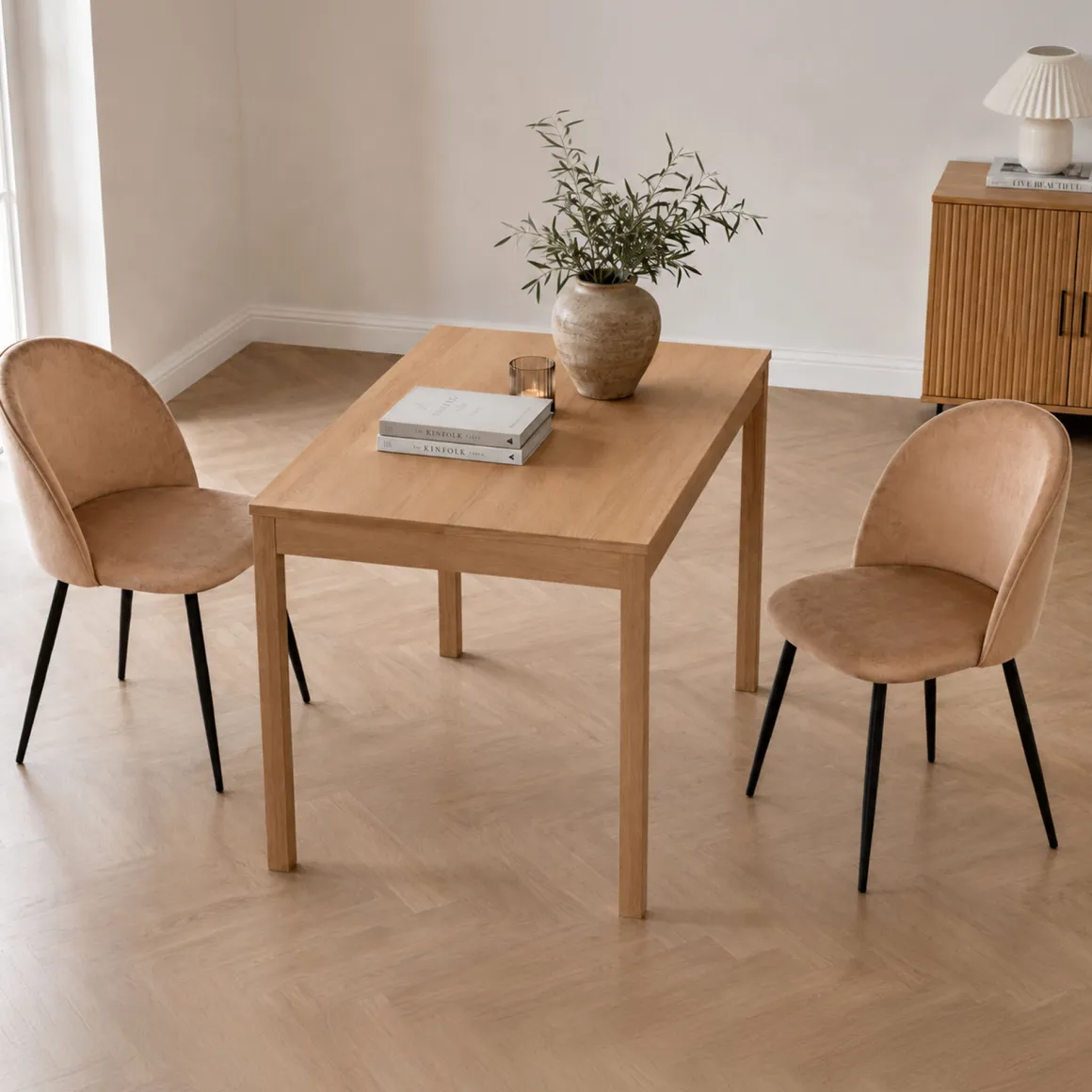 Set di 2 sedie design imbottite in velluto beige - Achito