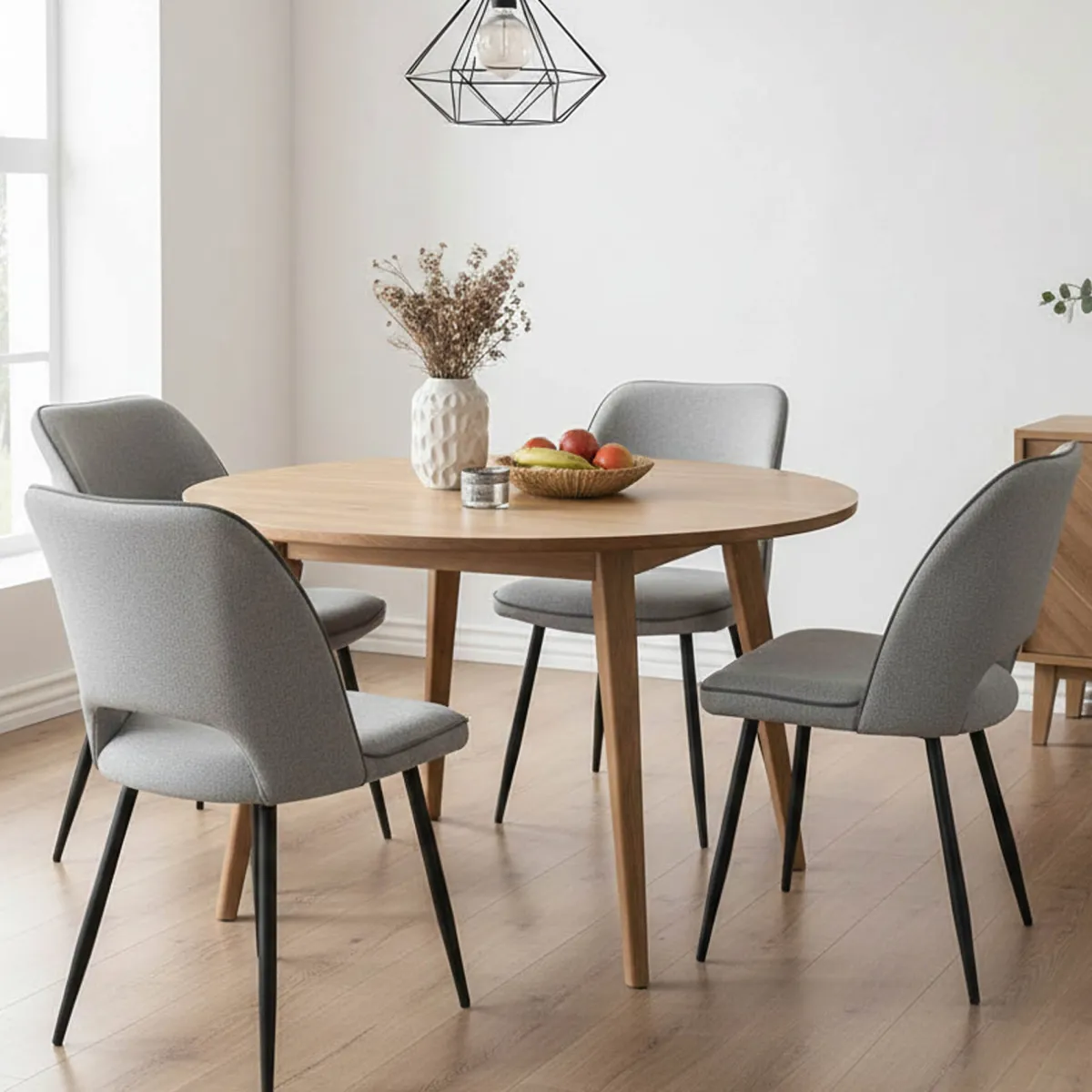 Sedie > Dmora Set di Sedie Grigio Chiaro Nero 4 Sedie Imbottito, Sfumatura Colore Struttura Chiaro - Staffolo Nero, Grigio Chiaro