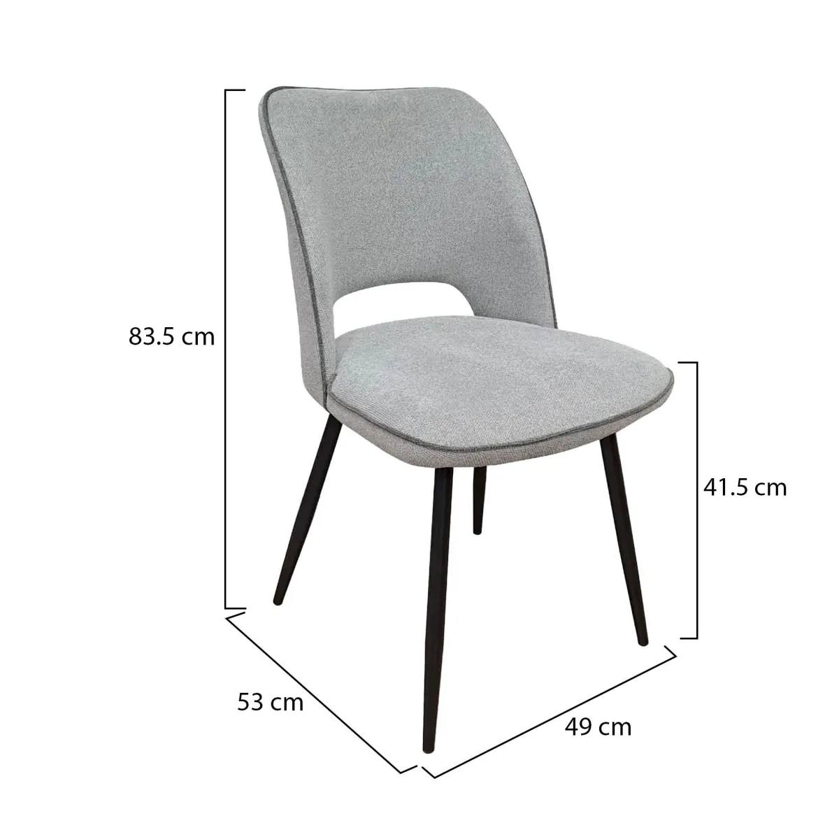 Sedie > Dmora Set di Sedie Grigio Chiaro Nero 4 Sedie Imbottito, Sfumatura Colore Struttura Chiaro - Staffolo Nero, Grigio Chiaro
