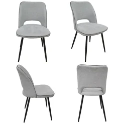 Sedie > Dmora Set di Sedie Grigio Chiaro Nero 4 Sedie Imbottito, Sfumatura Colore Struttura Chiaro - Staffolo Nero, Grigio Chiaro