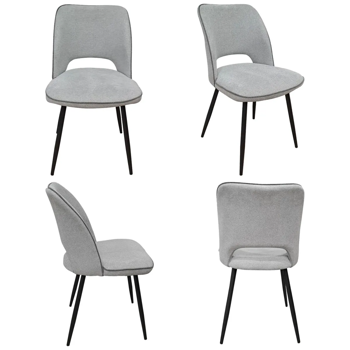 Sedie > Dmora Set di Sedie Grigio Chiaro Nero 4 Sedie Imbottito, Sfumatura Colore Struttura Chiaro - Staffolo Nero, Grigio Chiaro