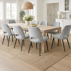 Set di Sedie Grigio Chiaro Nero 8 Sedie Imbottito, Sfumatura Colore Struttura Chiaro - Staffolo