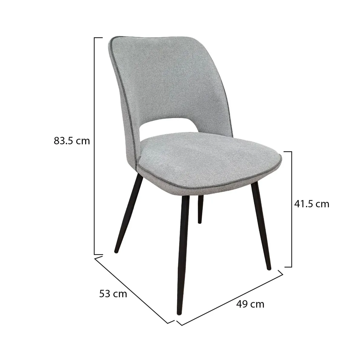 Set di Sedie Grigio Chiaro Nero 8 Sedie Imbottito, Sfumatura Colore Struttura Chiaro - Staffolo