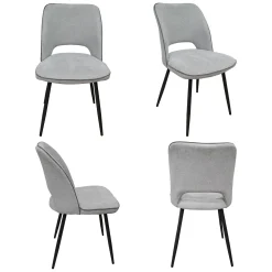 Set di Sedie Grigio Chiaro Nero 8 Sedie Imbottito, Sfumatura Colore Struttura Chiaro - Staffolo