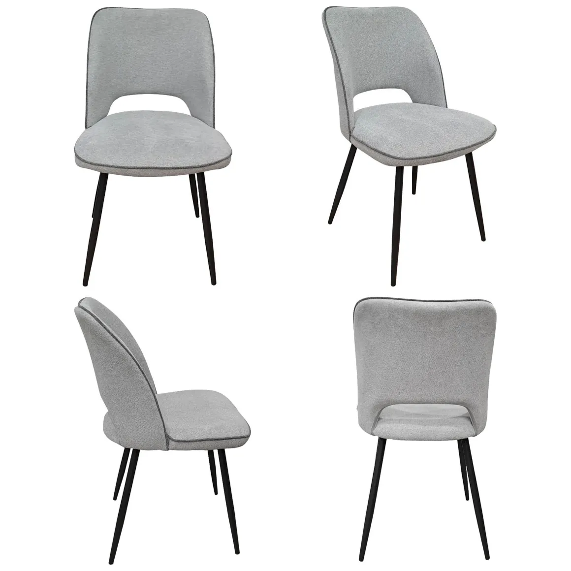 Set di Sedie Grigio Chiaro Nero 8 Sedie Imbottito, Sfumatura Colore Struttura Chiaro - Staffolo