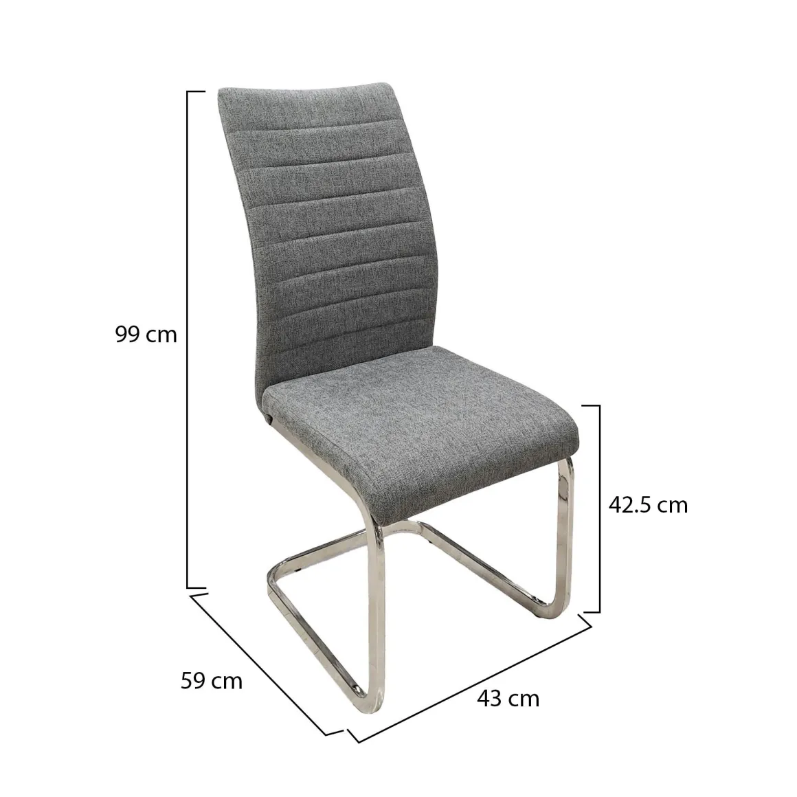 Set di Sedie Grigio Grigio 4 Sedie Imbottito, Materiale Struttura in Tessuto - Quintano