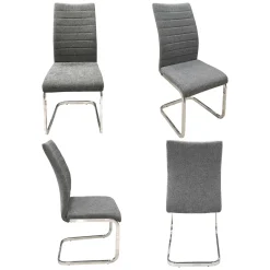 Set di Sedie Grigio Grigio 4 Sedie Imbottito, Materiale Struttura in Tessuto - Quintano