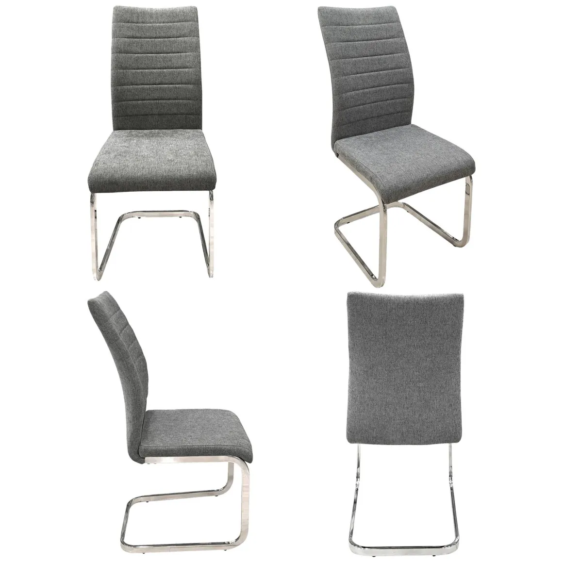 Set di Sedie Grigio Grigio 4 Sedie Imbottito, Materiale Struttura in Tessuto - Quintano