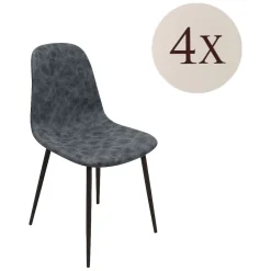 Set di Sedie Grigio Scuro Nero 4 Sedie Effetto Invecchiato, Imbottito - Ispani