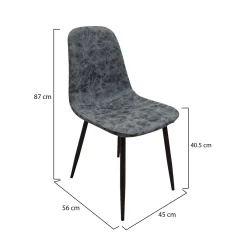Set di Sedie Grigio Scuro Nero 4 Sedie Effetto Invecchiato, Imbottito - Ispani