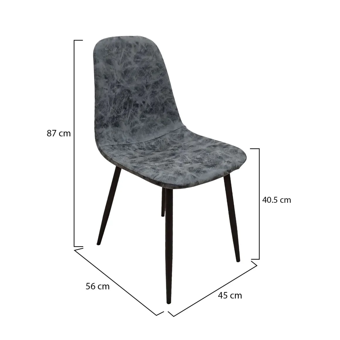 Set di Sedie Grigio Scuro Nero 4 Sedie Effetto Invecchiato, Imbottito - Ispani