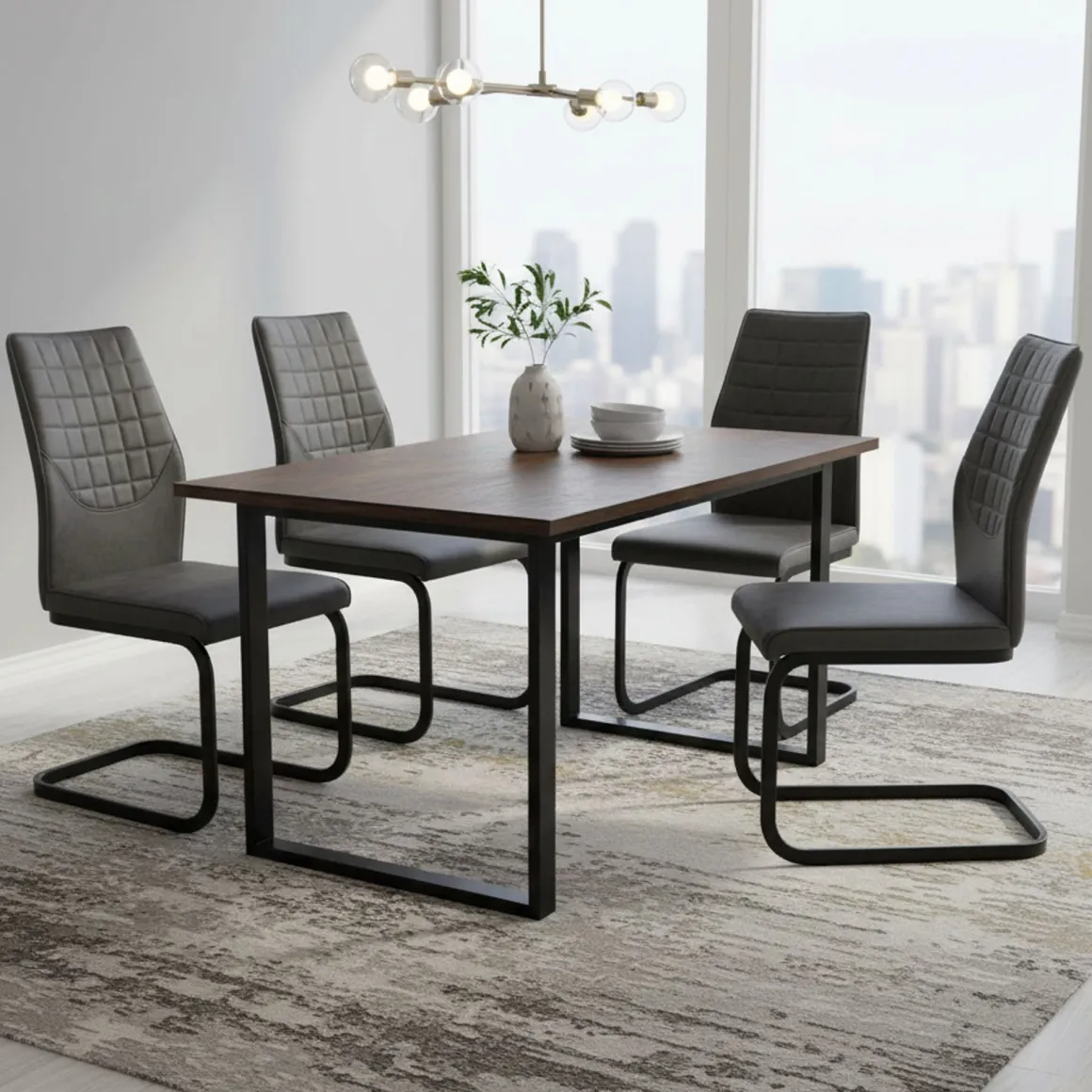 Sedie > Dmora Set di Sedie Grigio Scuro Nero 8 Sedie Effetto Invecchiato, Imbottito - Ispani Nero, Grigio Scuro