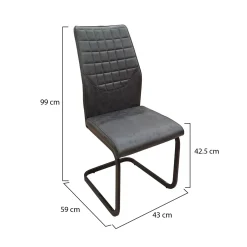 Sedie > Dmora Set di Sedie Grigio Scuro Nero 8 Sedie Effetto Invecchiato, Imbottito - Ispani Nero, Grigio Scuro