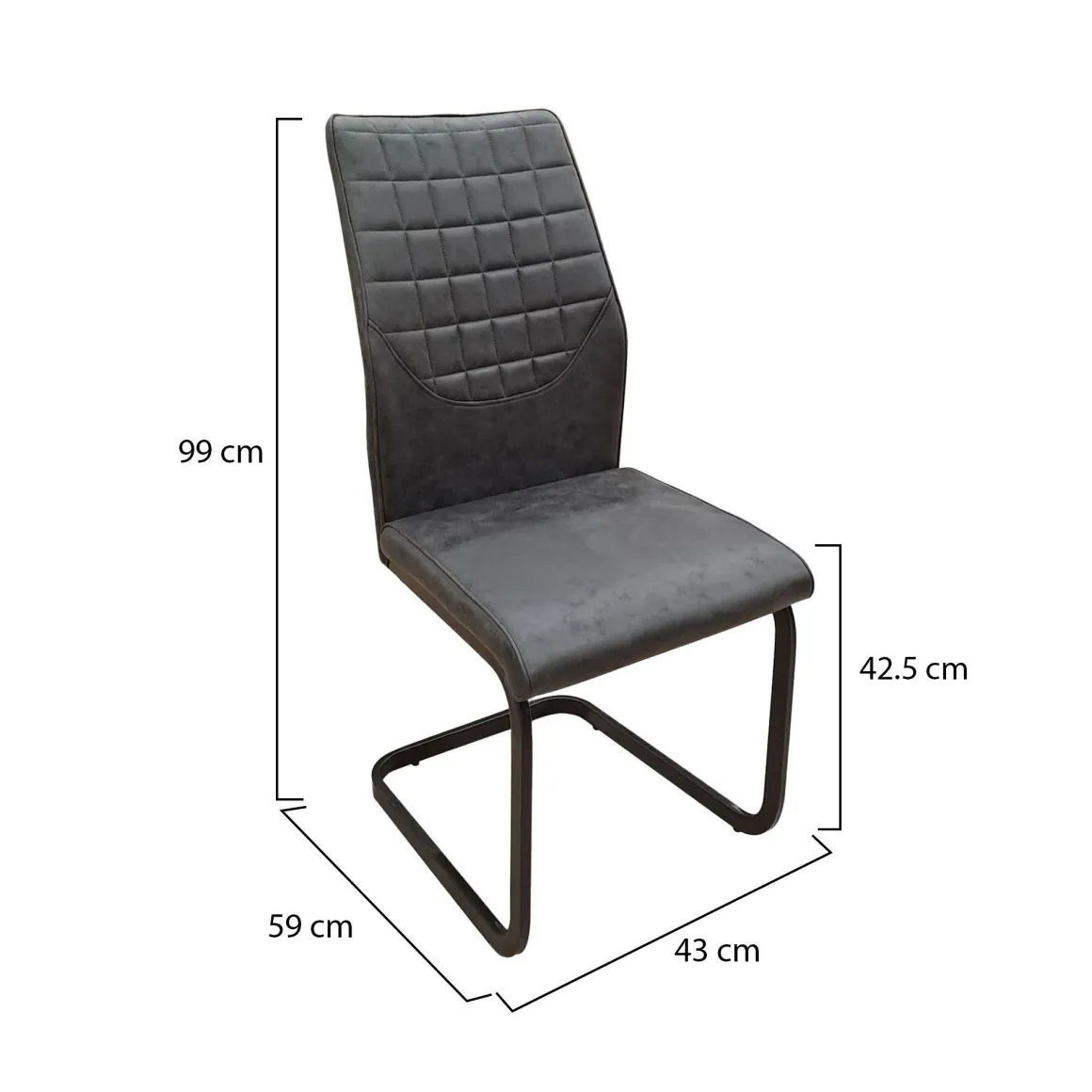 Sedie > Dmora Set di Sedie Grigio Scuro Nero 8 Sedie Effetto Invecchiato, Imbottito - Ispani Nero, Grigio Scuro