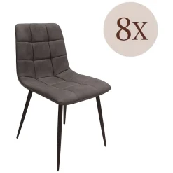 Set di Sedie Grigio Scuro Nero 8 Sedie Effetto Velluto, Imbottito - Osasco