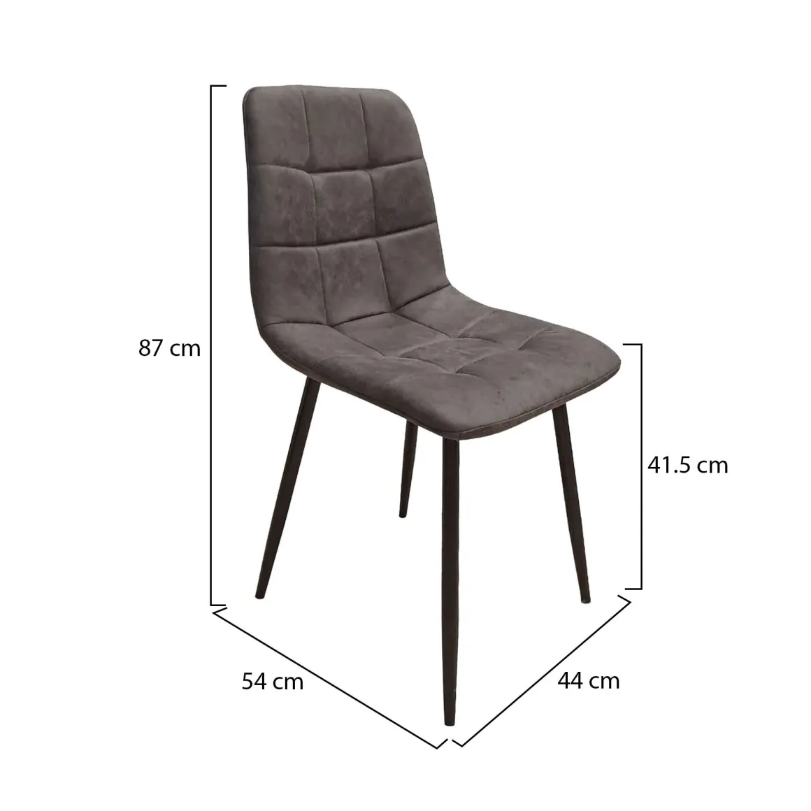 Set di Sedie Grigio Scuro Nero 8 Sedie Effetto Velluto, Imbottito - Osasco