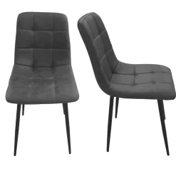 Set di Sedie Grigio Scuro Nero 8 Sedie Effetto Velluto, Imbottito - Osasco