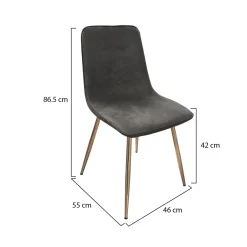 Set di Sedie Grigio Scuro oro 4 Sedie Effetto Velluto, Imbottito - Cabiate