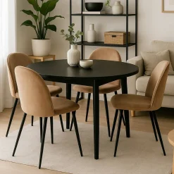 Set di 4 sedie imbottite eleganti in velluto beige - Achito