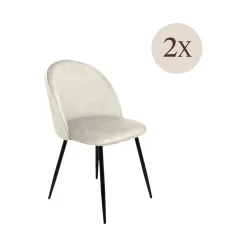 Set di 2 sedie imbottite in velluto panna - Achito