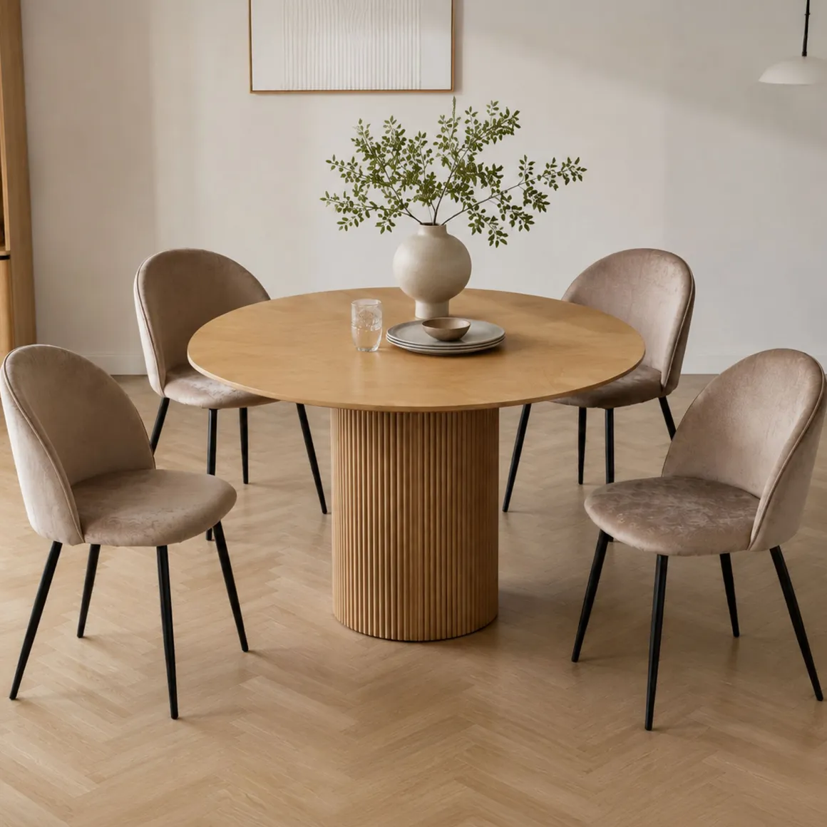 Cucina|Salotto > Dmora Set di 4 sedie moderne imbottite in velluto tortora - Arter Grigio Tortora