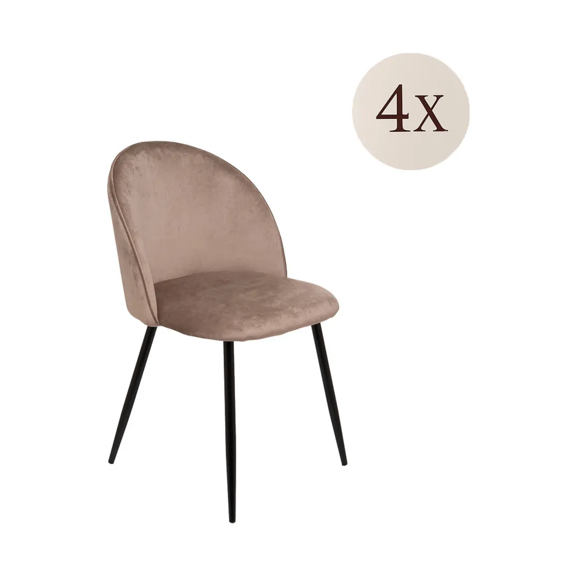 Cucina|Salotto > Dmora Set di 4 sedie moderne imbottite in velluto tortora - Arter Grigio Tortora