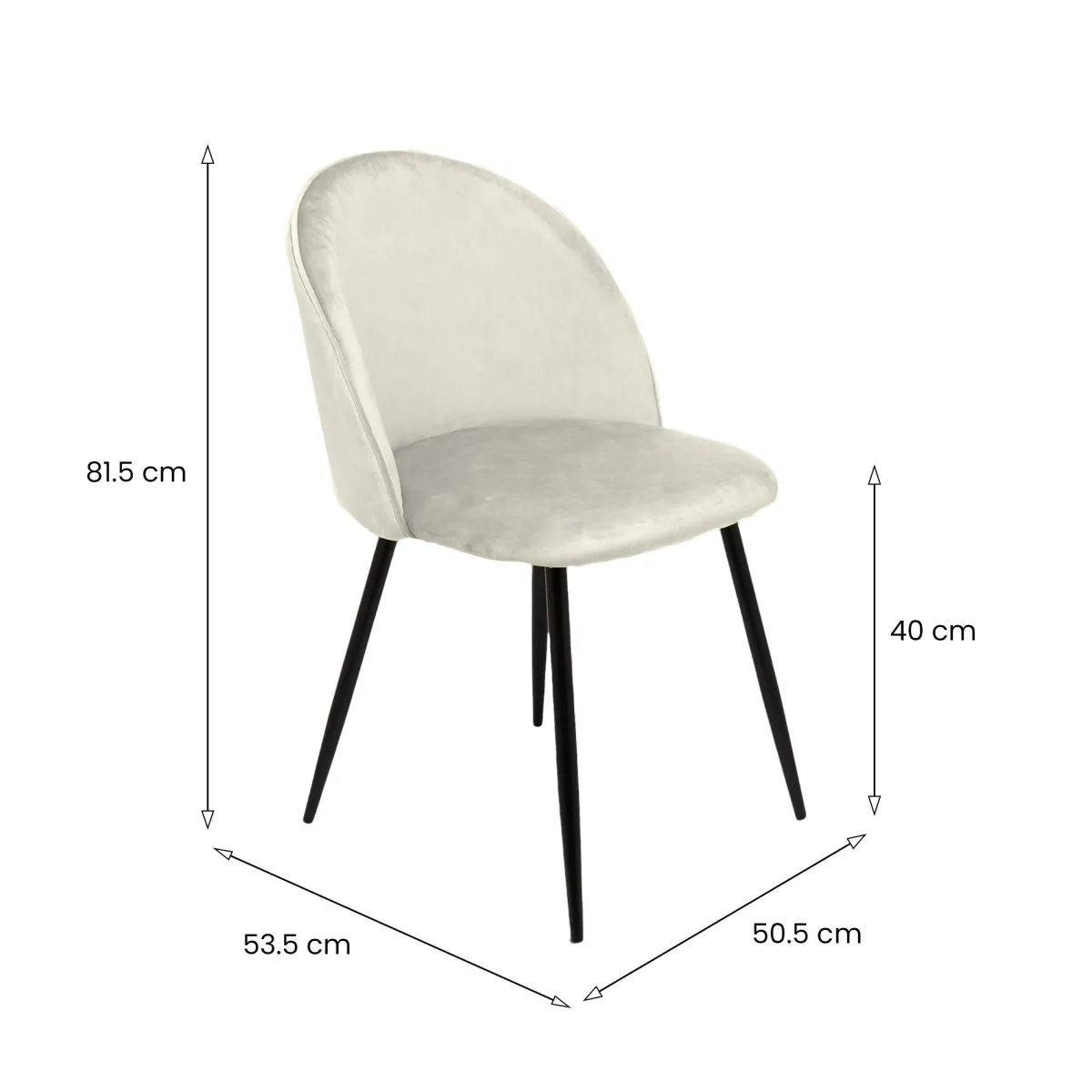 Sedie > Dmora Set di 6 sedie moderne imbottite in velluto panna - Achito Bianco Panna