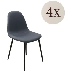 Set di Sedie Nero Antracite Nero 4 Sedie Imbottito, Sfumatura Colore Struttura Antracite - Zambrone
